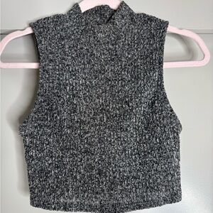 Gray Sleeveless Knit Crop Top